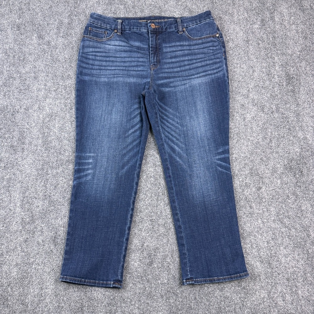 Chicos So Slimming Girlfriend Slim Leg Crop Jean US Size 14P 2.5P Mid Rise Denim - Picture 3 of 16